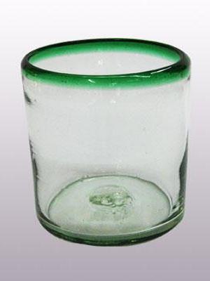 MEXICAN GLASSWARE / 'Emerald Green Rim' DOF - rock glasses (set of 6)